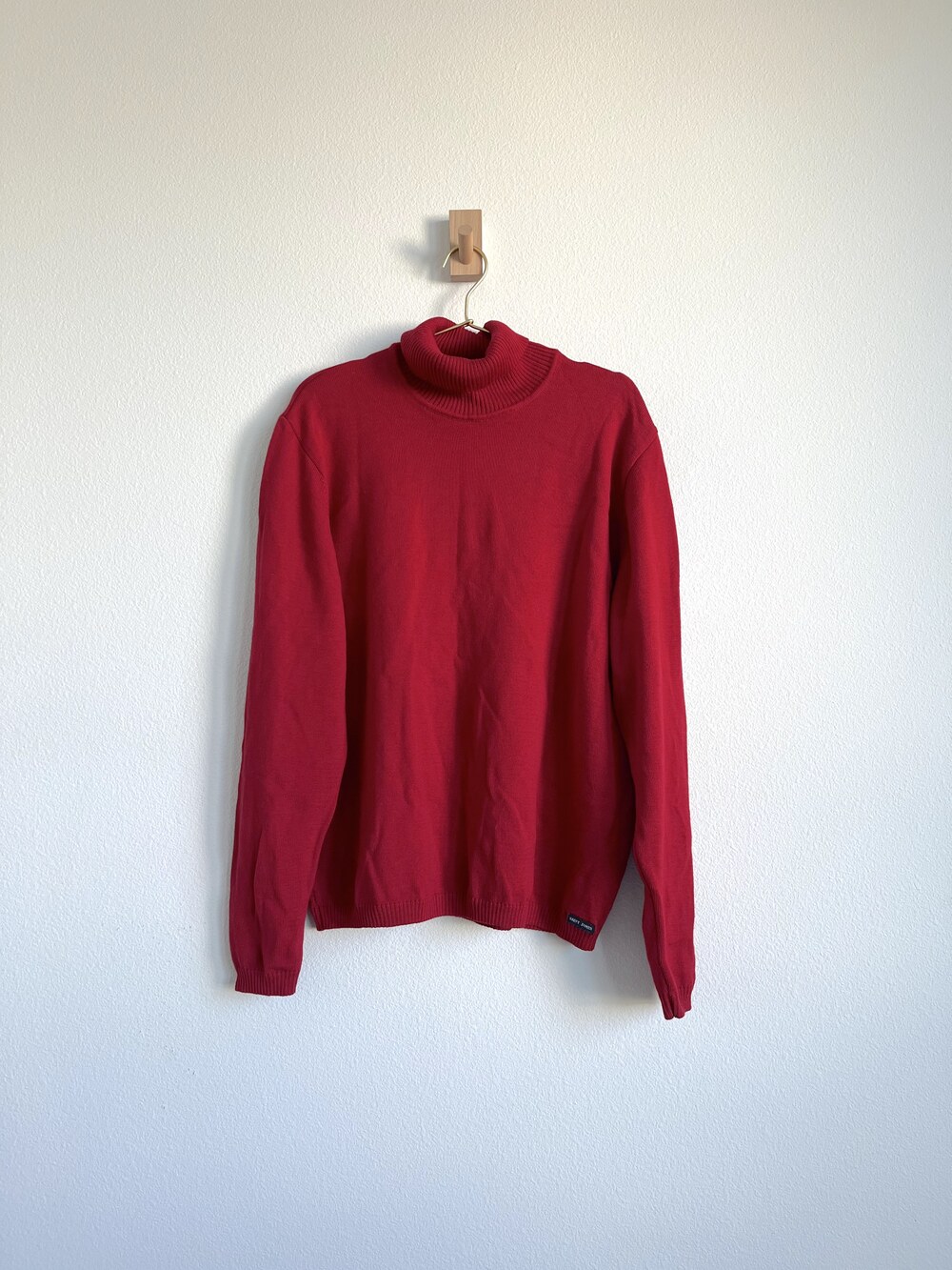 SAINT JAMES France Virgin Wool Turtleneck Sweater Red Fine Knit - Size L